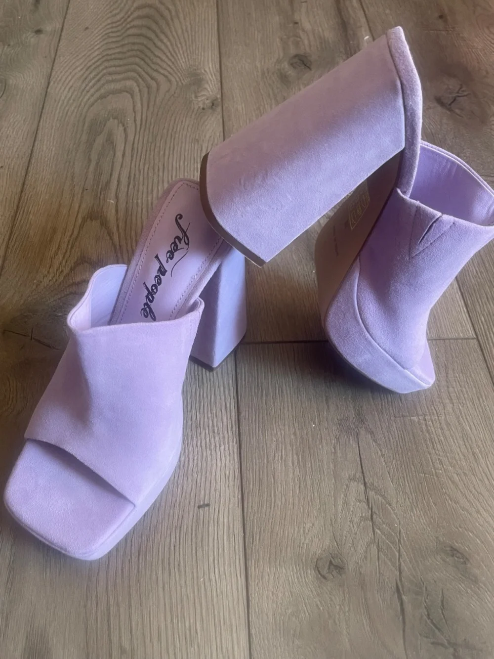 Free People Lilac Suede Platform Mule Heels